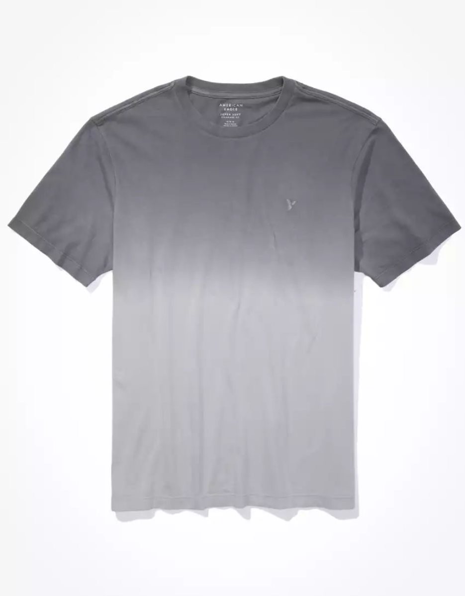 T Shirts American Eagle AE Super Soft Legend Dip-Dye Grise Homme | PEZ-58711167